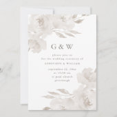 Invitation Belle florale neutre avec Mariage Monograms (Devant)
