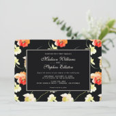 Invitation Belle florale noire - Mariage (Debout devant)