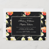 Invitation Belle florale noire - Mariage (Devant)