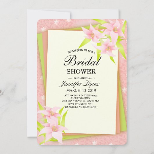 Invitation Belle florale rosée (Devant)