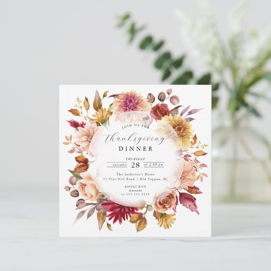 Invitation Belle FloraWreath Thanksgiving automne (Debout devant)