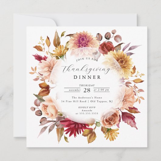 Invitation Belle FloraWreath Thanksgiving automne (Devant)