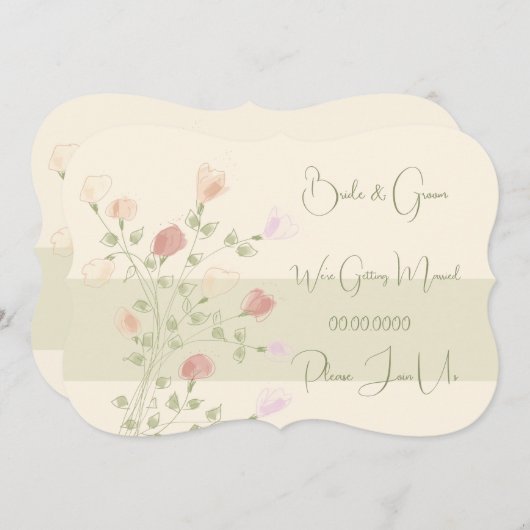 Invitation Belle Flore Avec Vert (Devant / Derrière)