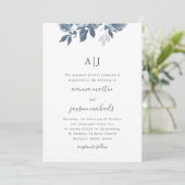 Invitation Belle Flore Bleue avec Mariage photo Monogram (Debout devant)