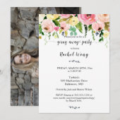 Invitation Belle Flore Bleue Déménager Aller De La Photo De L (Devant / Derrière)