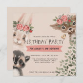 Invitation Belle Forêt Animale Anniversaire (Devant / Derrière)