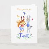 Invitation Belle Forêt Animaux Lapins 1er Anniversaire Polka  (Devant)