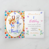 Invitation Belle Forêt Animaux Lapins 1er Anniversaire Polka (Intérieur)