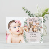 Invitation Belle forêt Animaux Sauvages Un 1er anniversaire P (Debout devant)
