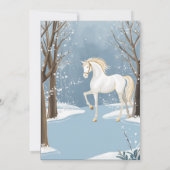 Invitation Belle forêt d'hiver Snowy White Horse Anniversaire (Dos)