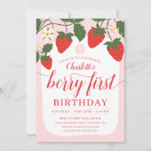 Invitation Belle fraise sucrée 1er anniversaire (Devant)