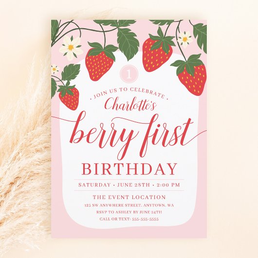 Invitation Belle fraise sucrée 1er anniversaire