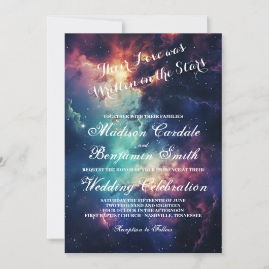Invitation Belle Galaxy Celestial Sous les étoiles Mariage (Devant)