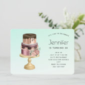 Invitation Belle Glam Party Gâteau Anniversaire (Debout devant)