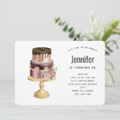 Invitation Belle Glam Party Gâteau Anniversaire (Debout devant)