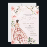 Invitation Belle Gown Jolie en rose Blush Rose doux 16<br><div class="desc">Design élégant et luxueux,  avec des roses douces et blanches,  des accents dorés et une belle poupée dans une robe luxueuse et fleurie. Tout le texte est entièrement personnalisable.</div>