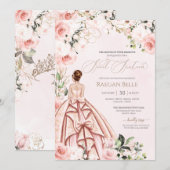 Invitation Belle Gown Jolie en rose Blush Rose Sweet 16 (Devant / Derrière)