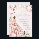 Invitation Belle Gown Jolie en rose Blush Rose Sweet 16<br><div class="desc">Design élégant et luxueux,  avec des roses douces et blanches,  des accents dorés et une belle poupée dans une robe luxueuse et fleurie. Tout le texte est entièrement personnalisable.</div>