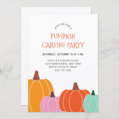 Invitation Belle Halloween Colorée Citrouille Soirée de sculp (Devant / Derrière)