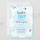 Invitation Belle Halloween fantômes baby shower bleu (Devant)