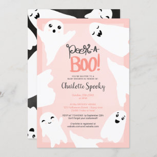 Invitation Belle Halloween fantômes baby shower rose