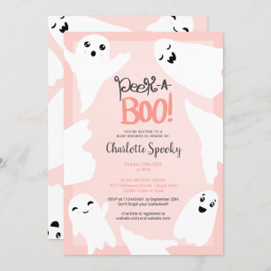 Invitation Belle Halloween fantômes baby shower rose