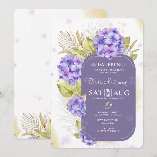 Invitation Belle Hydrangea (Devant / Derrière)
