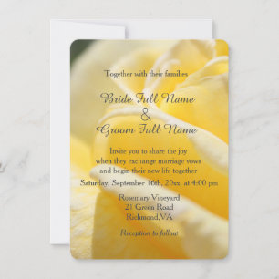 Invitation belle image de rose jaune fleur mariage