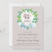 Invitation Belle Lapin Floral Wreath Brunch de Pâques (Devant)