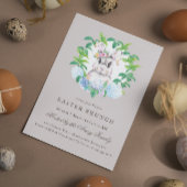 Invitation Belle Lapin Floral Wreath Brunch de Pâques