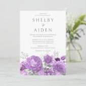 Invitation Belle Lavande Violet Violet Mariage Floral (Debout devant)