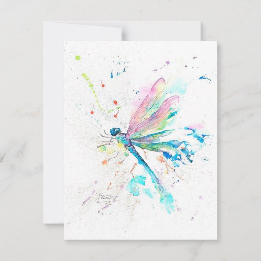 Invitation Belle libellule colorée | Cadeau pour Noël  (Dos)