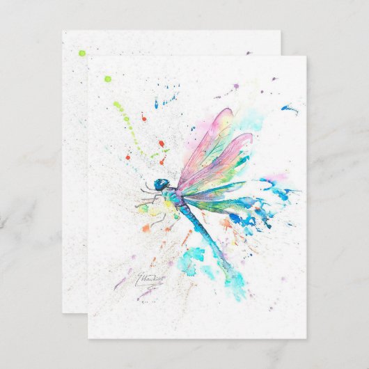 Invitation Belle libellule colorée | Cadeau pour Noël  (Devant / Derrière)