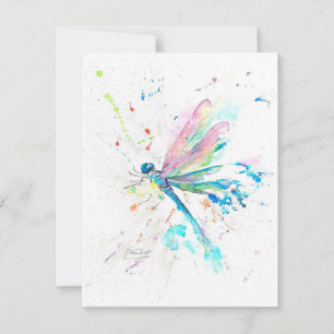 Invitation Belle libellule colorée   Cadeau pour Noël 