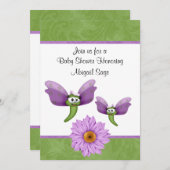 Invitation Belle libellule et Baby shower de fleurs Invitatio (Devant / Derrière)