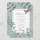 Invitation Belle libellule et jardin Mariage de verdure (Devant / Derrière)