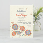 Invitation Belle libellule floraleBaby shower d'inspirité (Debout devant)