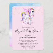 Invitation Belle licorne avec Baby shower Rainbow Mane (Devant / Derrière)