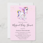Invitation Belle licorne avec Baby shower Rainbow Mane (Devant)