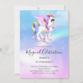 Invitation Belle licorne avec Rainbow Mane Anniversaire (Devant)