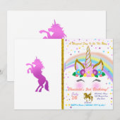 Invitation Belle licorne - Choisir la couleur arrière - plan (Devant / Derrière)