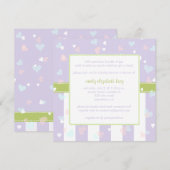 Invitation Belle Lilac avec baby shower Little Hearts (Devant / Derrière)