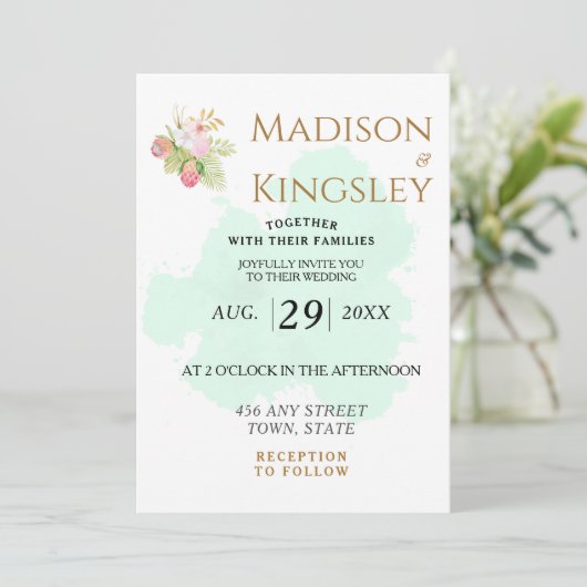 Invitation Belle Lime Green 💚 Élégant Mariage Boho (Debout devant)
