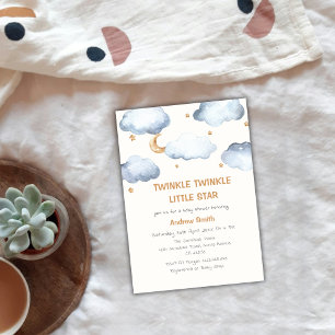 Invitation Belle Lune d'ivoire Stars Twinkle Twinkle Baby sho