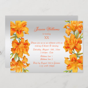 Invitation Belle Lys Orange Floral Anniversaire
