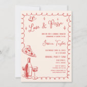 Invitation Belle main rouge dessinée nuptiale Brunch Love & P (Devant)