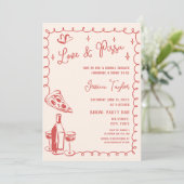Invitation Belle main rouge dessinée nuptiale Brunch Love & P (Debout devant)