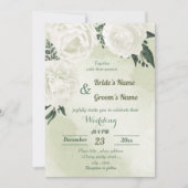Invitation belle mariage blanche fleurie (Devant)