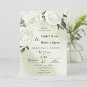 Invitation belle mariage blanche fleurie