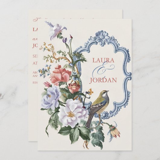 Invitation belle mariage de la faune de la flore (Devant / Derrière)